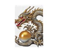 Drapeau de jardin avec dragon chinois avec perle - 6 x 0,9 m - Double face - Ne se décolore pas - Toile de fond pour photo - Bannière pour cour, porche, pelouse, décoration extérieure