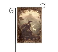 Drapeau de jardin avec dragon majestueux perché sur une falaise rocheuse - 30 x 45 cm - Double face - Vertical - Décoration extérieure de ferme