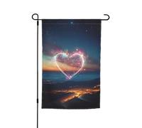 Drapeau de jardin avec étoiles filantes et cœurs - Décoration d'extérieur pour patio, porche ou pelouse