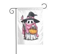 Drapeau de jardin avec fantôme mignon tenant un bâton - 30 x 45 cm - Double face - Décoration extérieure de ferme - Drapeau de cour