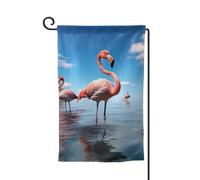Drapeau de jardin avec flamants roses sur la plage - 32 x 46 cm - Double face - Coloré - Pour maison, festival, cour - Pour terrasse, pelouse, décoration extérieure