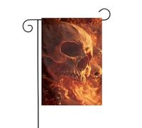 Drapeau de jardin avec flammes tourbillonnantes, vagues et crânes, 30 x 45 cm, vertical, double face, ferme, vacances, décorations extérieures, drapeau de cour