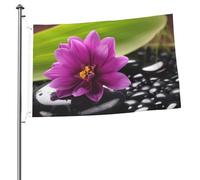Drapeau de jardin avec fleur violette avec pierre noire, 6,1 x 0,9 m, double face, drapeau de jardin pour l'extérieur, les vacances, bannière cadeau avec œillets, toile de fond pour photo pour