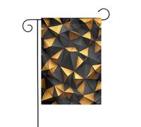 Drapeau de jardin avec formes géométriques dorées - 30 x 45 cm - Double face - Pour ferme, vacances, extérieur, décoration extérieure