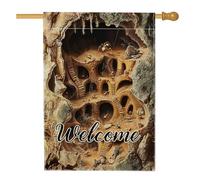 Drapeau de jardin avec fourmis et insectes, bannière de bienvenue marron terreux, décoration extérieure saisonnière pour jardin, pelouse, drapeau de cour de style artistique, parfait pour la maison et
