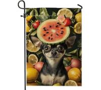 Drapeau de jardin avec fruits d'été, bannière rustique de cour extérieure en toile de jute double face, décoration saisonnière de pelouse, décoration de pelouse de ferme de vacances, 30,5 x 45,7 cm
