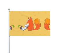 Drapeau de jardin avec graines de tournesol et renards - 0,9 x 1,5 m - Bannière en polyester imprimé vif - Facile à accrocher pour terrasse, fête, camping