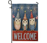Drapeau de jardin avec hiboux patriotiques - Rouge blanc et bleu - Bannière de décoration d'intérieur - Double face - Fête de vacances - Décoration extérieure de pelouse - 30,5 x 45,7 cm