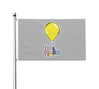 Drapeau De Jardin Avec Œillets, Carte Bonjour Avec Ampoule Double Couture Bannière Extérieure Pour Fête Extérieur Drapeaux 90X150Cm