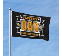 Drapeau De Jardin Avec Œillets Drapeaux J'Aime Mon Père, Joyeux Anniversaire Décoratifs Suspendus Fanion Pour Décorations Fête Restaurant 90X150Cm