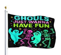 Drapeau De Jardin Avec Œillets Drapeaux Les Ghost Surfer Gouls Veulent Juste S'Amuser, Des Bonbons Ou Un Sort Décoratifs Bruant Pour Décorations Balcon Fête 90X150Cm