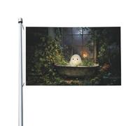 Drapeau de jardin avec œillets - Motif fantôme mignon dans une vieille baignoire - Pour intérieur et extérieur - Décoration d'intérieur ou d'extérieur