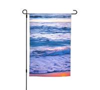 Drapeau de jardin avec impression de vagues, coucher de soleil sur la plage, plage, coucher de soleil, océan, drapeau de jardin, décoration de cour pour patio, porche ou pelouse