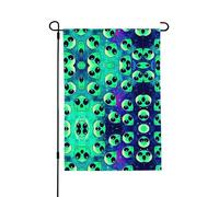 Drapeau de jardin avec impression extraterrestres verts double face en polyester vertical, cadeau de vacances pour porche et cour