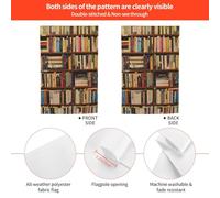 Drapeau de jardin avec impression soignée de bibliothèque 30,5 x 45,7 cm - Décoration extérieure pour cour, patio, porche et pelouse