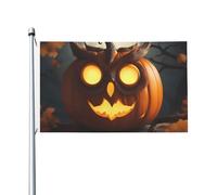Drapeau de jardin avec imprimé chouette citrouille Happy Halloween 0,9 x 1,5 m