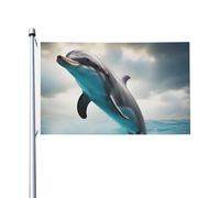 Drapeau de jardin avec imprimé drôle de dauphin qui vous regarde, 0,9 x 1,5 m
