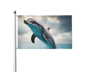 Drapeau de jardin avec imprimé drôle de dauphin qui vous regarde, 0,9 x 1,5 m