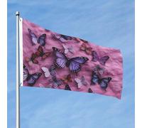 Drapeau de jardin avec inscription « All Butterflies Are On Purple Background » de 61 x 91 cm - Double face - Ne se décolore pas - Drapeau de jardin avec bannière extérieure en laiton - Décoration