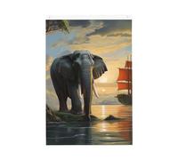 Drapeau de jardin avec inscription « Elephant Look At The Sailboat » - 61 x 91 cm - Double face - Ne se décolore pas - Pour maison, cour, porche, pelouse, décoration extérieure