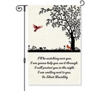 Drapeau de jardin avec inscription « I'll Be Watching Over You Loved One », panneau commémoratif amusant à l'extérieur, bannière commémorative sympa