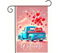 Drapeau de jardin avec inscription « Love Heart Truck », « Happy Mother's Day » en forme de cœur, ballon de jardin, bienvenue vertical, double taille F