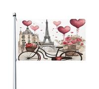 Drapeau de jardin avec inscription Love Paris Tower Coffee Wine Perfume Bicycle Heart Print Outdoor Garden Flag 0,9 x 1,5 m