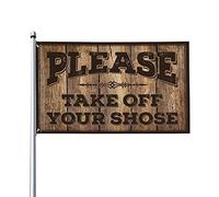 Drapeau de jardin avec inscription « Please Take Off Your Shoescarpet » pour décoration de dortoir (30 x 45 cm)