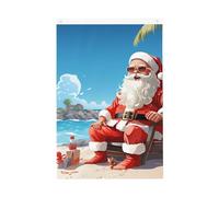 Drapeau de jardin avec inscription « Santa Claus At Beach Welcome » - 61 x 91 cm - Double face - Ne se décolore pas - Toile de fond pour photo - Bannière pour cour, porche, pelouse, décoration