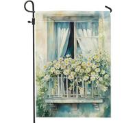 Drapeau de jardin avec marguerites blanches pour printemps et été, décoration florale élégante pour pelouse extérieure, bannière double face pour décoration de fête de vacances, 12 x 18 cm