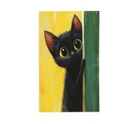 Drapeau de jardin avec motif chat noir qui regarde hors du vert - 9,1 x 1,5 m - Bannière de vœux avec œillets - Décoration d'intérieur ou d'extérieur