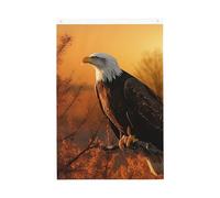 Drapeau de jardin avec motif d'aigle à tête blanche et coucher de soleil doré - 61 x 91 cm - Double face - Ne se décolore pas - Toile de fond pour photo - Bannière pour cour, porche, pelouse