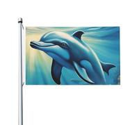 Drapeau de jardin avec motif dauphin de l'océan qui vous regarde, 0,9 x 1,5 m