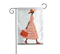 Drapeau de jardin avec motif femme africaine à rayures rouges et blanches 30 x 45 cm vertical double face ferme vacances décorations extérieures drapeau de cour