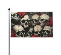 Drapeau de jardin avec motif tête de mort et rose rouge, 0,9 x 1,5 m