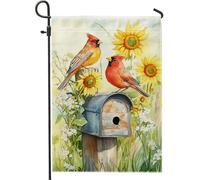 Drapeau de jardin avec oiseaux cardinaux, décoration naturelle colorée pour printemps et été, œuvre d'art double face pour décoration extérieure, charmante bannière à thème floral 30,5 x 45,7 cm