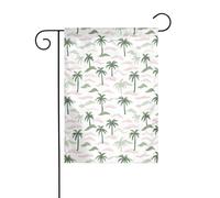 Drapeau de jardin avec palmiers et petites îles - 30 x 45 cm - Vertical double face - Décoration extérieure de ferme - Drapeau de cour