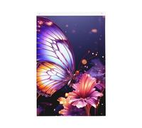 Drapeau de jardin avec papillon violet - 61 x 91 cm - Double face - Ne se décolore pas - Toile de fond pour photo - Bannière pour cour, porche, pelouse, décoration extérieure