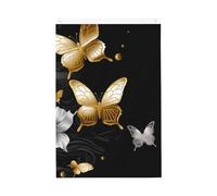 Drapeau de jardin avec papillons dorés et blancs - 61 x 91 cm - Ne se décolore pas - Double face - Bannière d'extérieur pour cour, porche, pelouse
