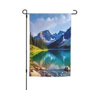 Drapeau de jardin avec paysage de lac et montagne, 30,5 x 45,7 cm, double face, printemps été, bannière décorative pour cour, petit drapeau saisonnier, vacances, décoration extérieure