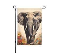 Drapeau de jardin avec peinture d'éléphant, 30,5 x 45,7 cm, double face, printemps été, bannière décorative de cour, petit drapeau saisonnier pour les vacances, décoration extérieure