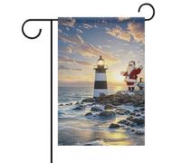 Drapeau de jardin avec phare du Père Noël, double face, ne se décolore pas, 30,5 x 45,7 cm, petit drapeau décoratif pour extérieur, terrasse, pelouse, porche, décoration de ferme