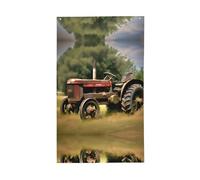 Drapeau de jardin avec photos de tracteur ancien, imprimé ferme, 0,9 x 1,5 m, décoration extérieure, décoration patriotique amusante saisonnière, cadeaux militaires