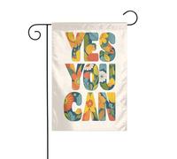 Drapeau de jardin avec phrase d'autonomisation « Yes You Can » - 30 x 45 cm - Vertical double face - Décoration extérieure de ferme - Drapeau de cour