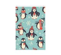 Drapeau de jardin avec pingouins de Noël d'hiver - 6 x 0,9 m - Double face - Ne se décolore pas - Toile de fond pour photo - Bannière pour cour, porche, pelouse, décoration extérieure