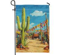 Drapeau de jardin avec plantes du désert, bannière colorée de décoration extérieure du sud-ouest, drapeau de cour double face pour décoration de printemps et été, festival, pelouse, 30,5 x 45,7 cm