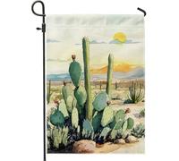 Drapeau de jardin avec plantes du désert, poires de barbarie vertes - Bannière de décoration d'intérieur - Cactus double face - 30,5 x 45,7 cm