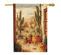 Drapeau de jardin avec plantes du désert, tons terreux chauds, décoration extérieure, bannière double face en toile de jute de style sud-ouest pour décoration de la maison et de la pelouse, 71,1 x