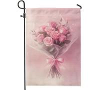 Drapeau de jardin avec roses de pêche pour printemps, été, beau bouquet floral, décoration de pelouse, drapeau double face en toile de jute pour décoration d'intérieur, 30,5 x 45,7 cm