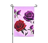 Drapeau de jardin avec roses rouges et violettes 30,5 x 45,7 cm. Décoration extérieure lumineuse double face apporte un peu de plaisir à votre jardin.
